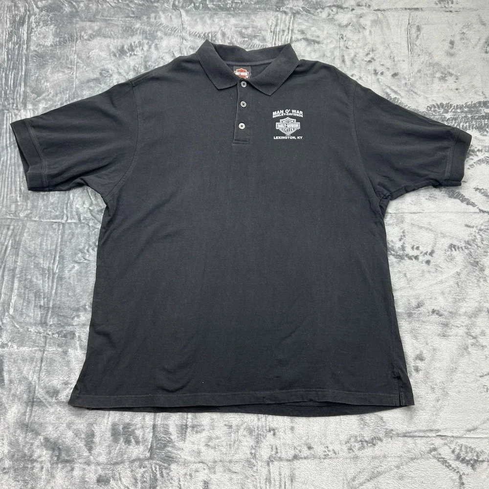 Harley‎ Davidson Men's XXL Man O'War Lexington Kentucky Black Polo  100% Cotton